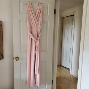 Lands'End Peachy Pink Chiffon Tie Sleeveless Jumpsuit Size 0 - 2 Mother's Day